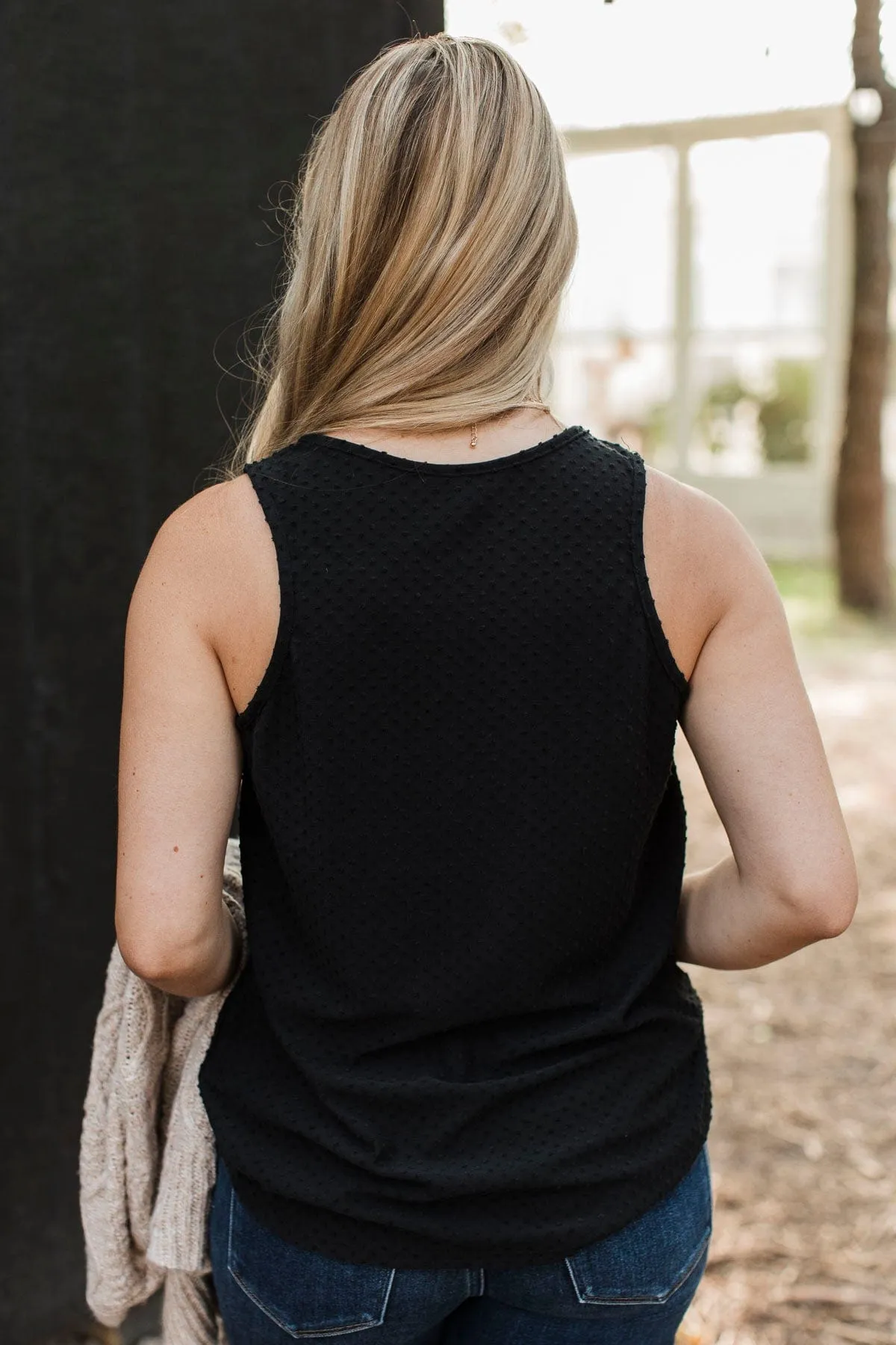 Start With Love Swiss Dot Tank Top- Black