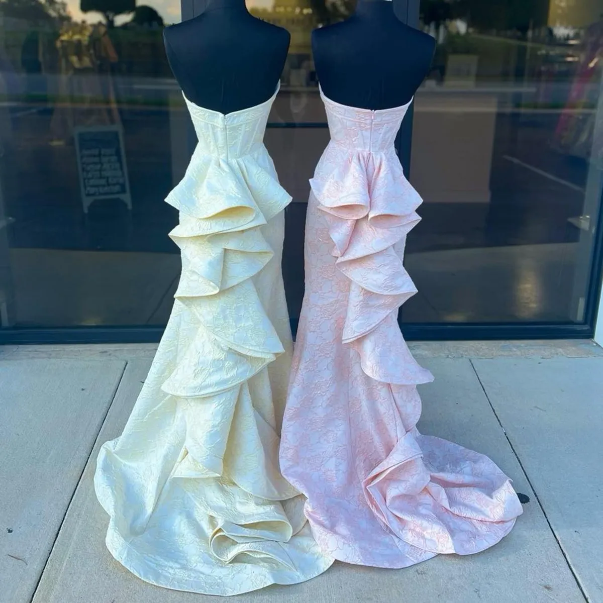 Strapless Floral Printed Mermaid Prom Dresses with Split