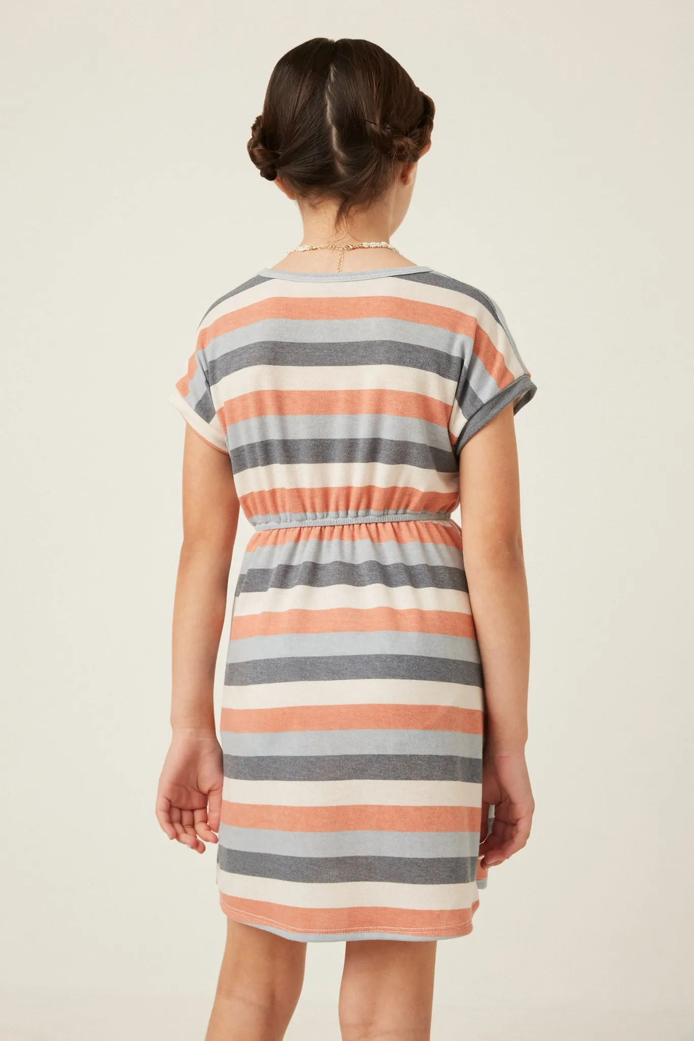 Stripe Terry Tie Waist Mini Dress