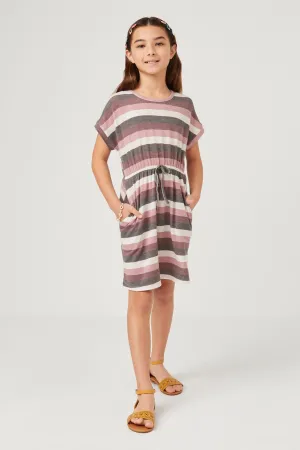 Stripe Terry Tie Waist Mini Dress