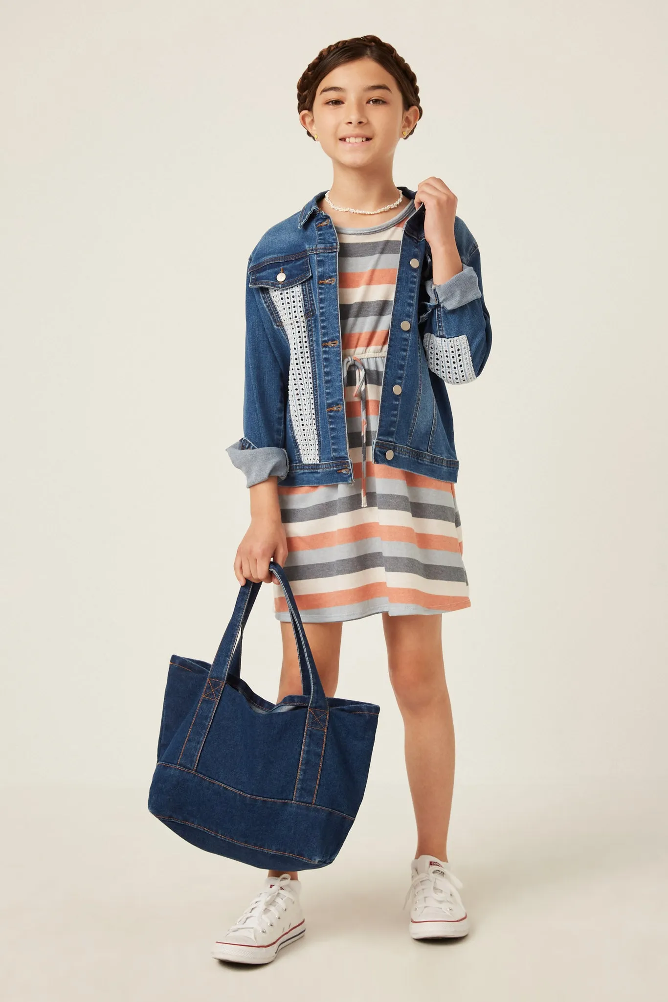 Stripe Terry Tie Waist Mini Dress