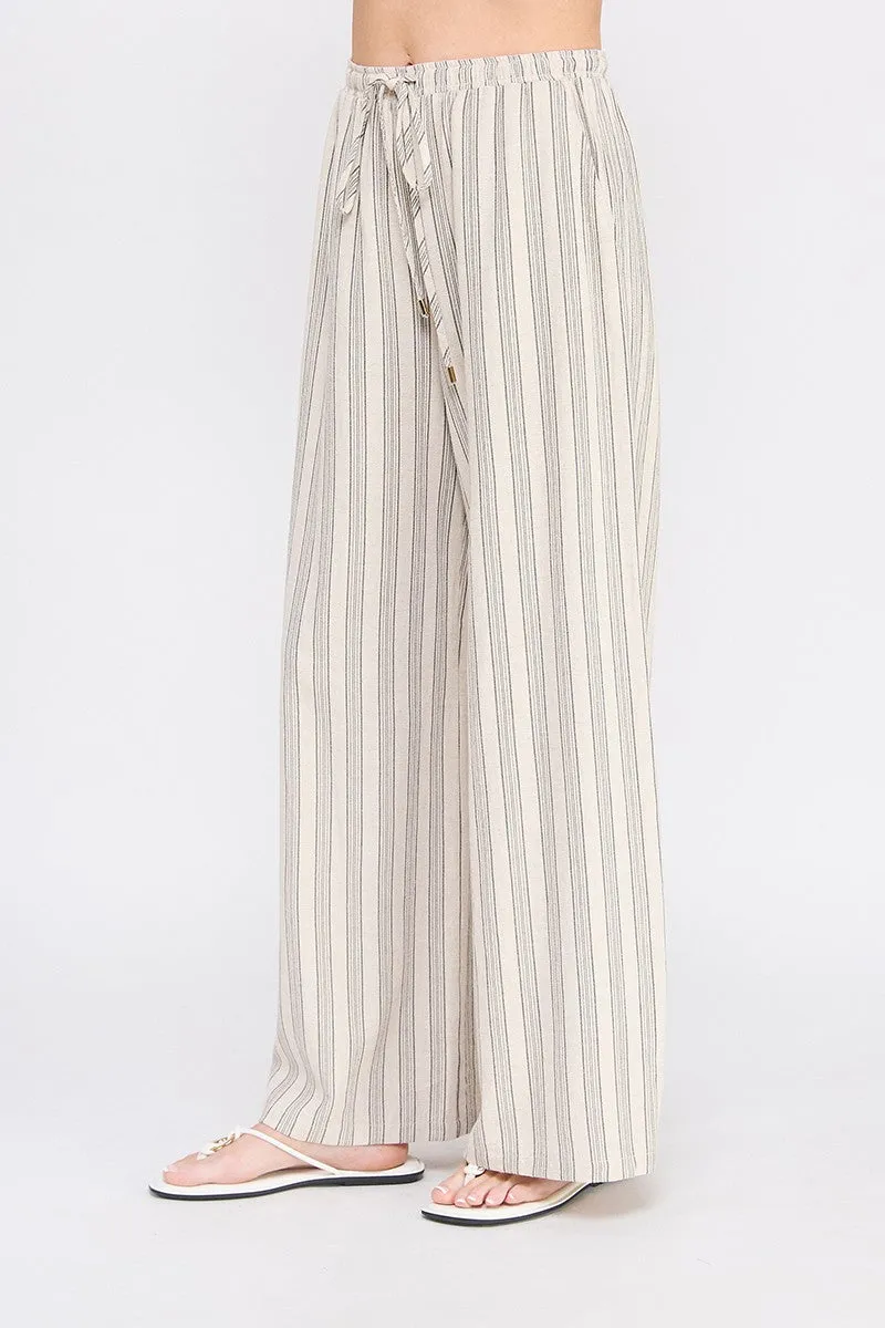 Stripe Wide Leg Drawstring Pants