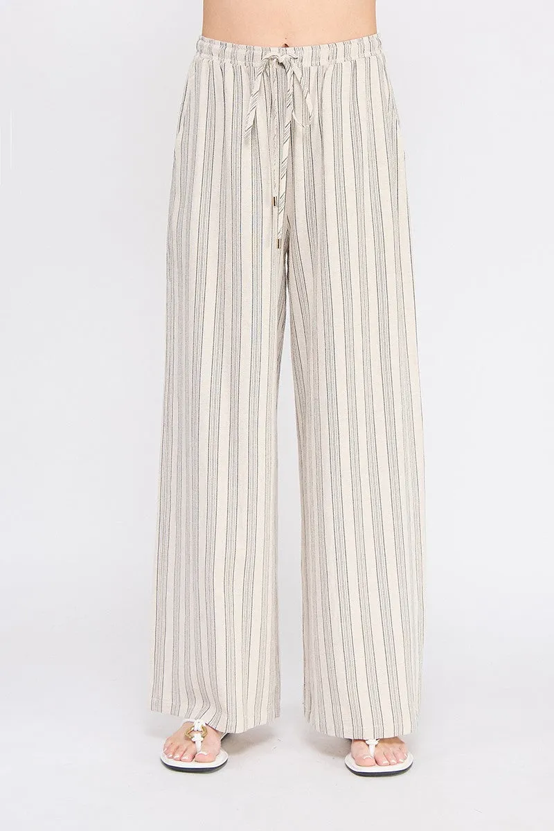 Stripe Wide Leg Drawstring Pants