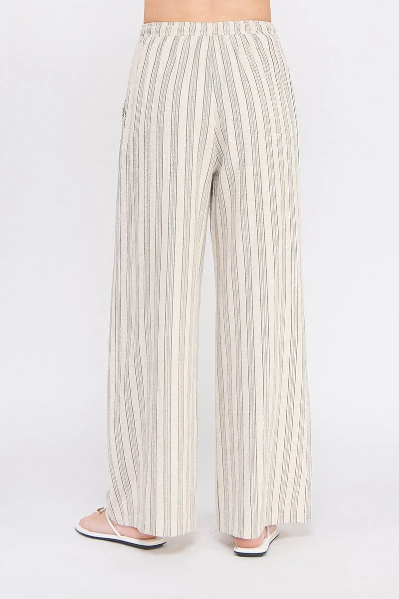Stripe Wide Leg Drawstring Pants