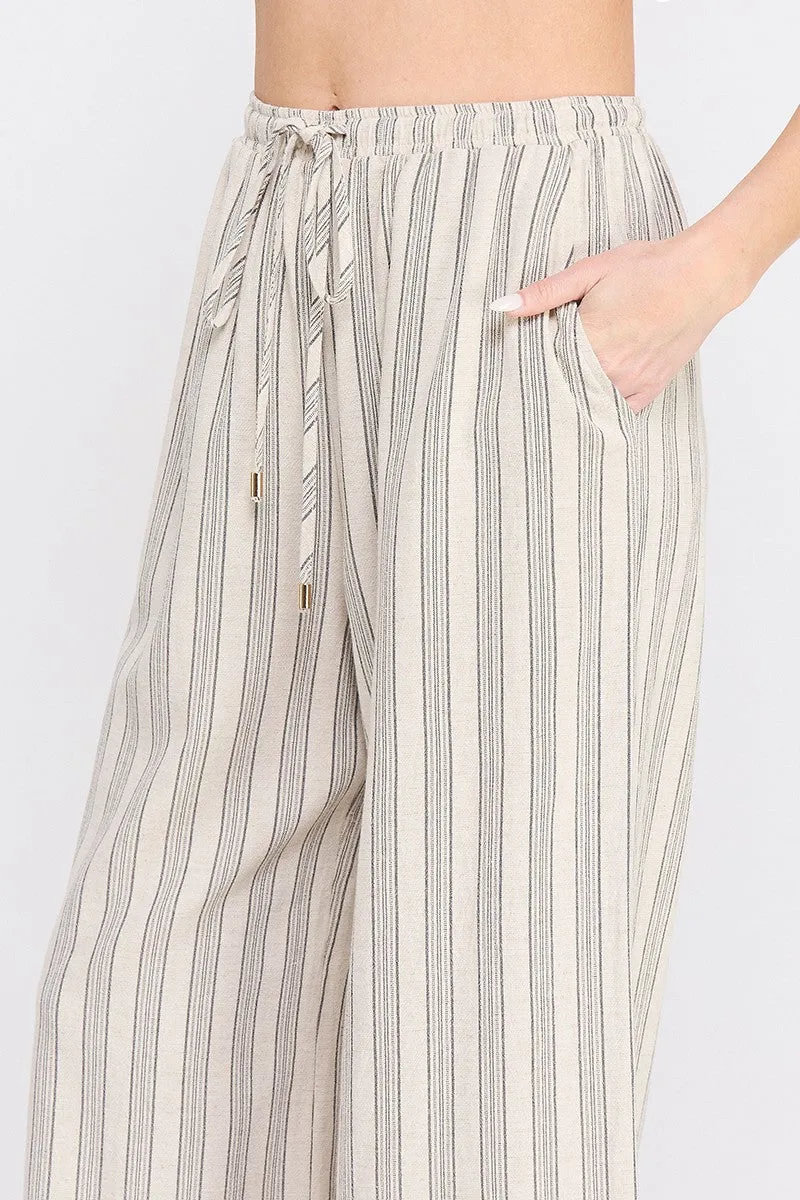 Stripe Wide Leg Drawstring Pants