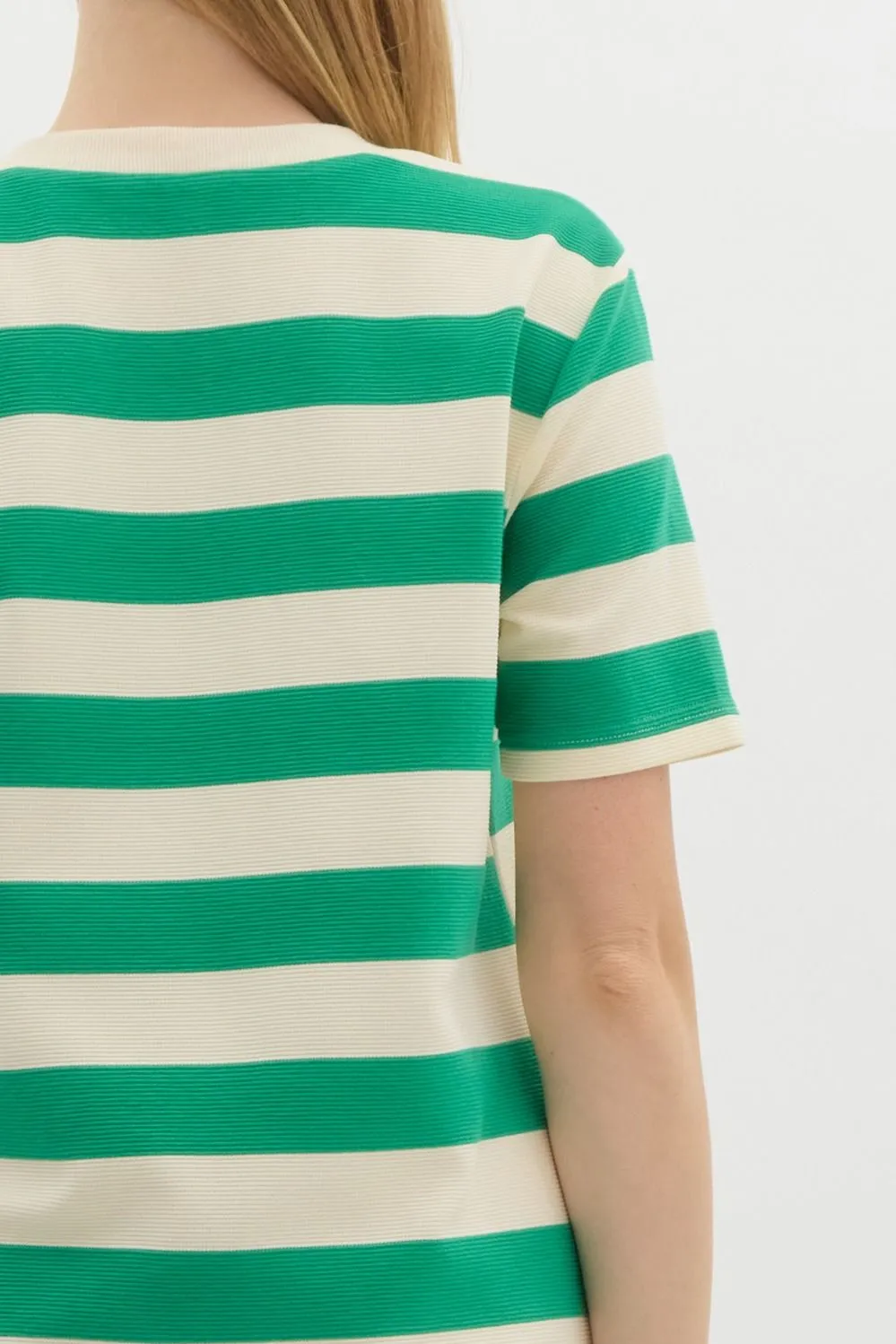 Striped Short Sleeve Midi Dress