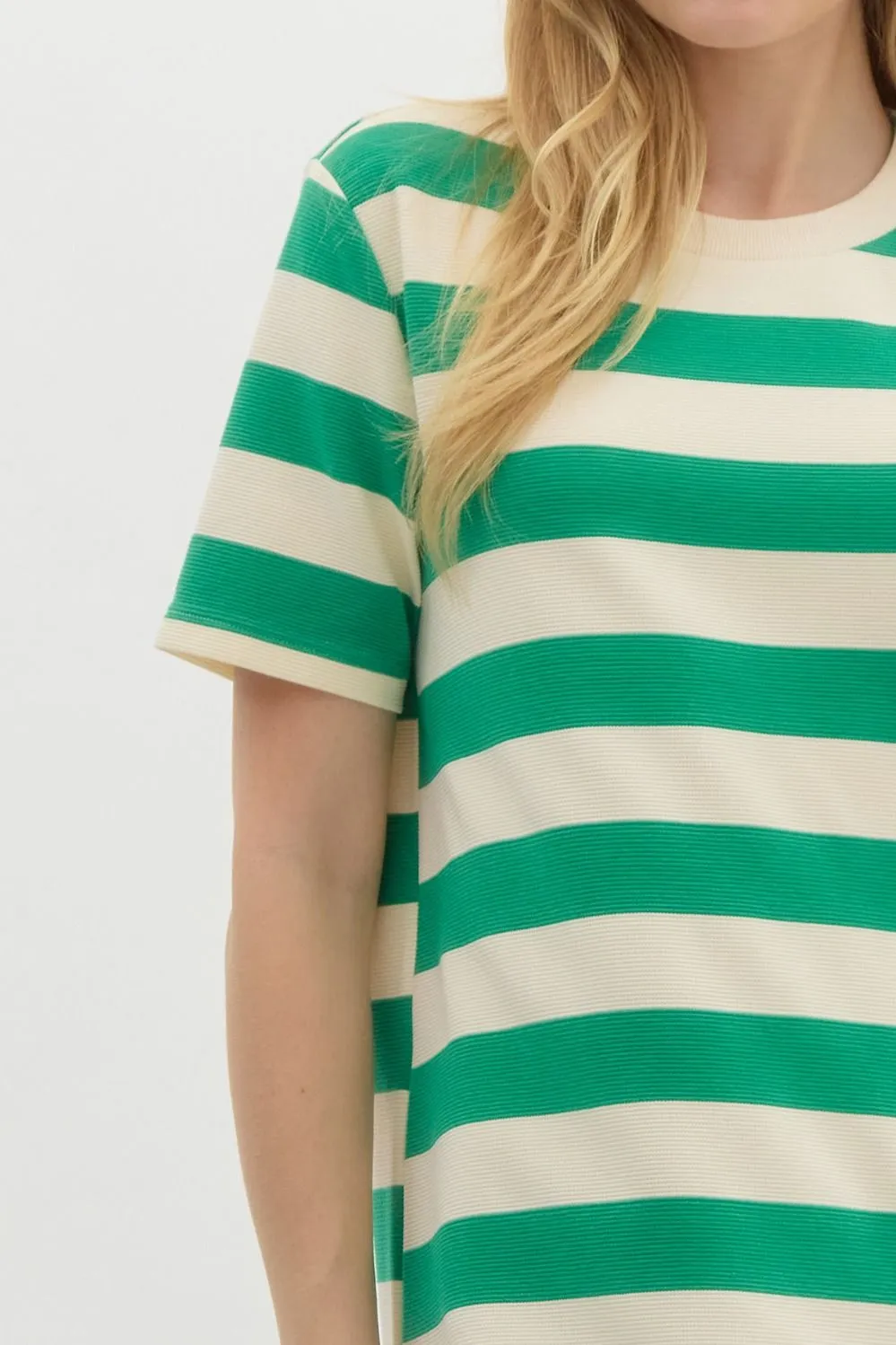 Striped Short Sleeve Midi Dress