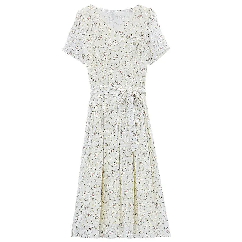 Stunning A-Line Dress for Women with V-Neck and Floral Print