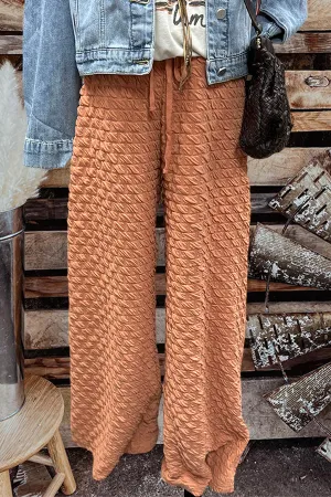 Stylish Textured Wide Leg Casual Pants