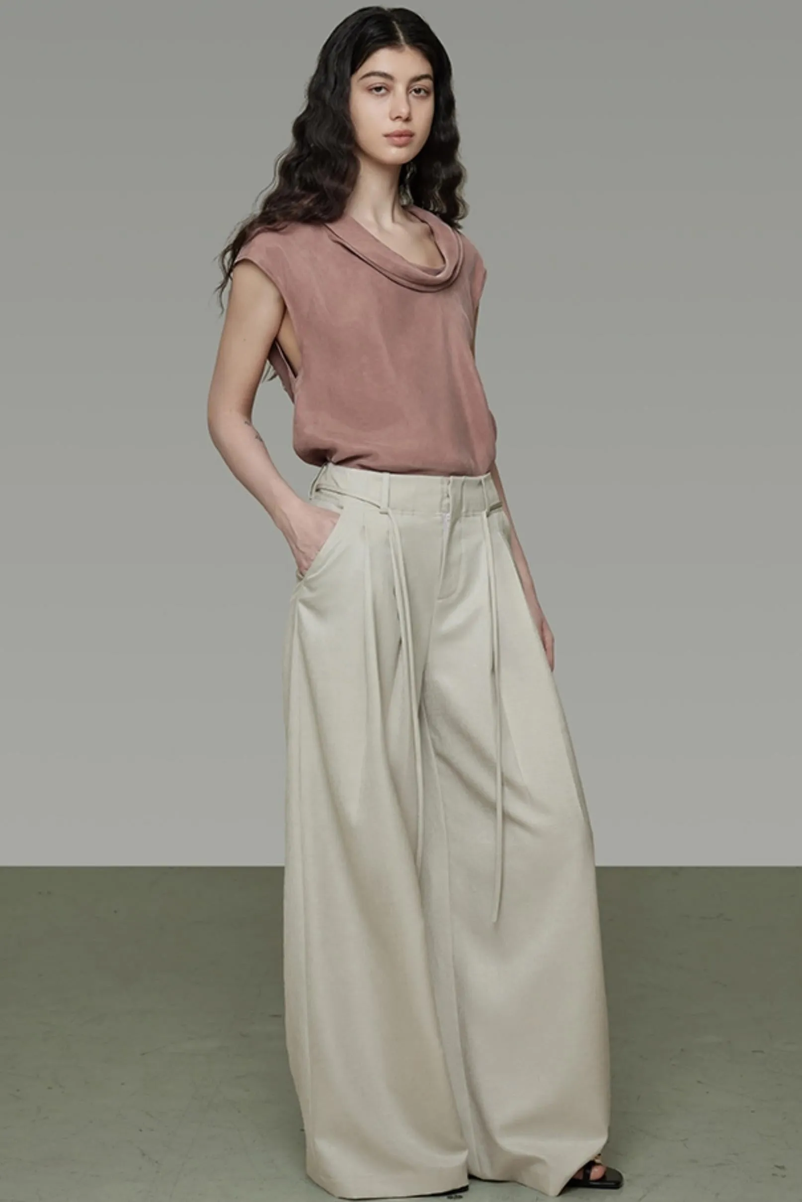 Summer Pleated Wide-Leg Pants