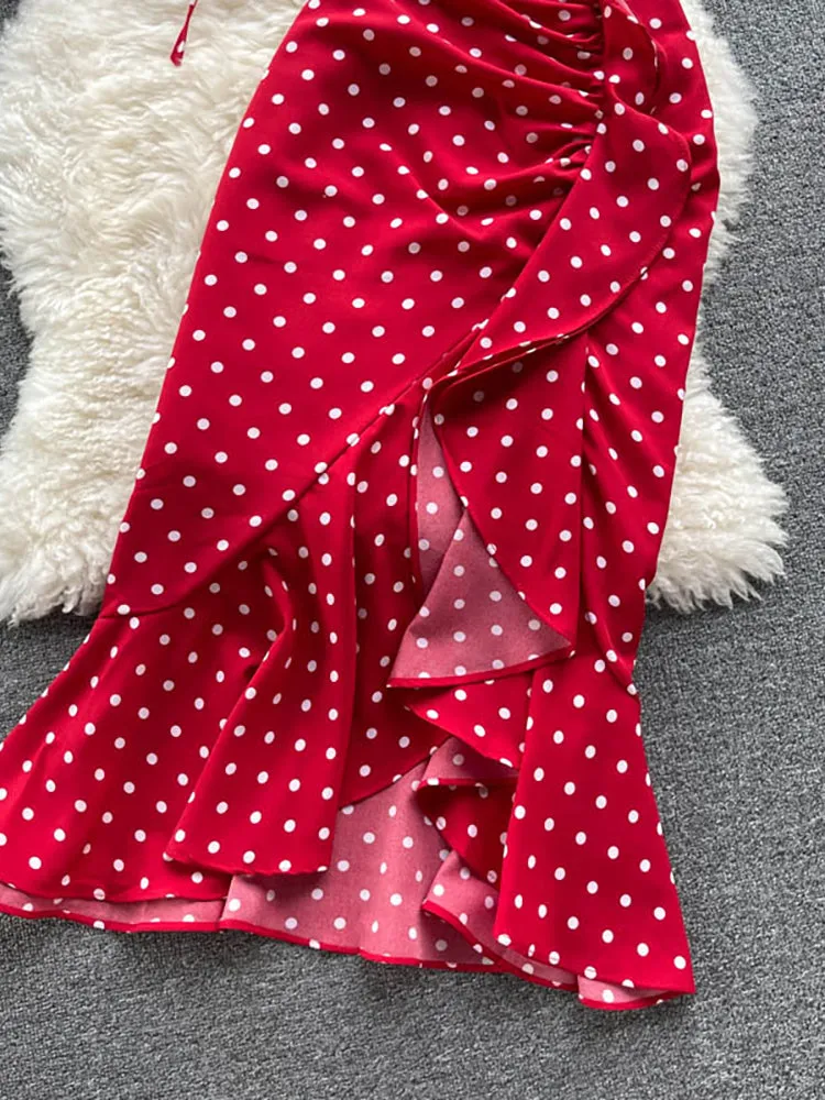 Summer Polka Dot Two Piece Sexy Top Dresses