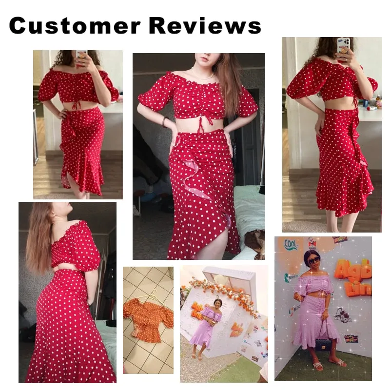 Summer Polka Dot Two Piece Sexy Top Dresses