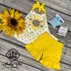 Sunflower and Yellow Polka Dot Short Set