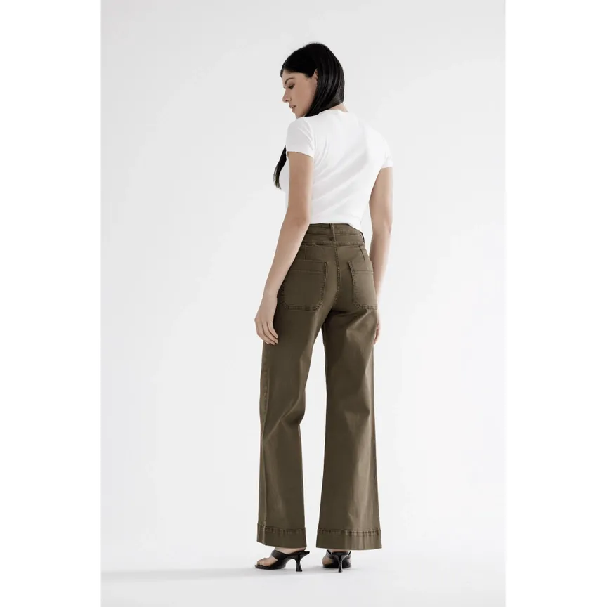 Super High Wide Leg Pant - Fern Green