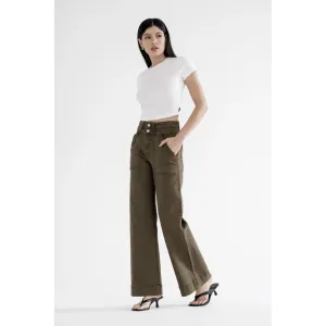 Super High Wide Leg Pant - Fern Green