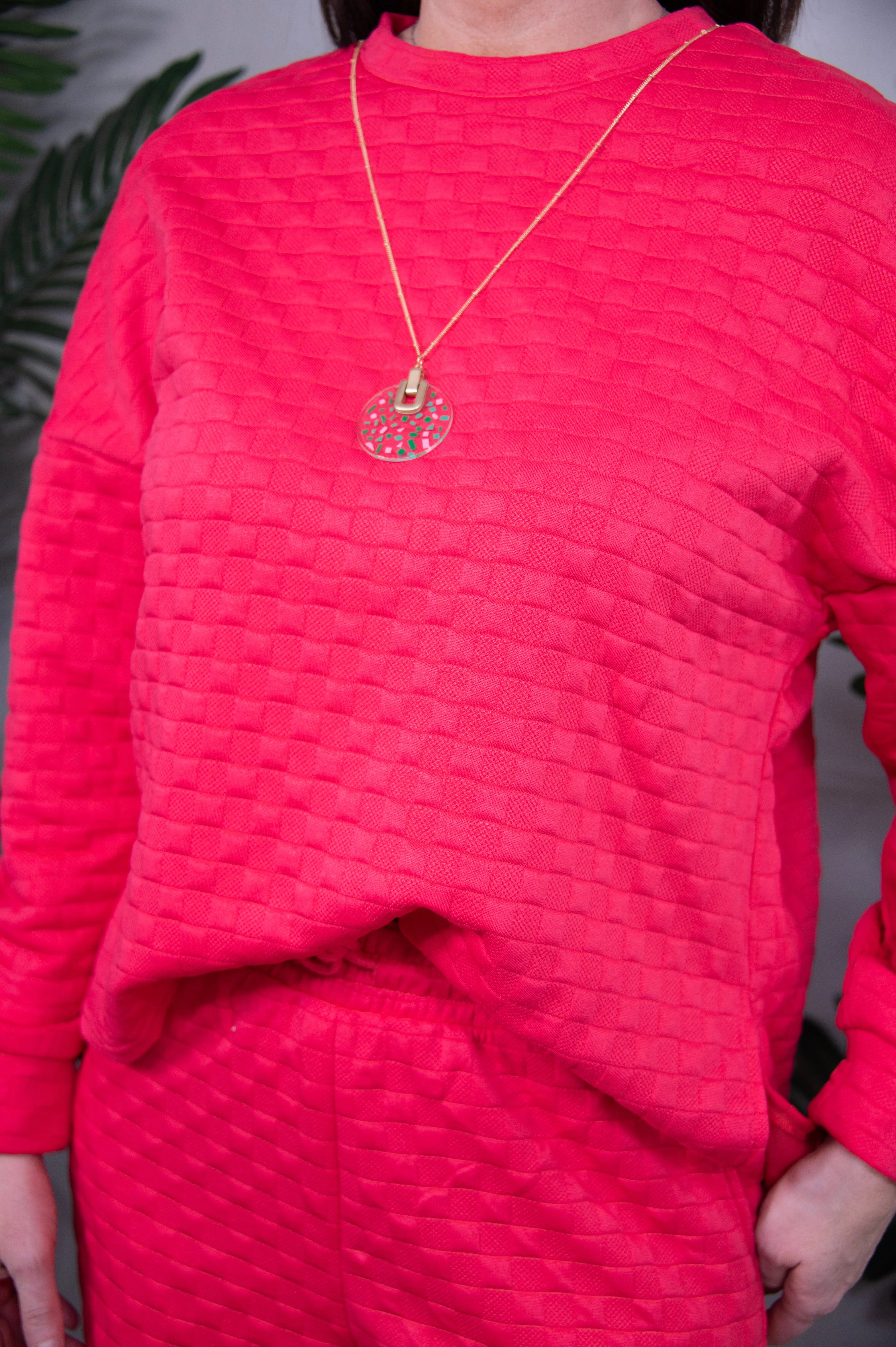 Sweet As Strawberry Checkered Top and Pant Set