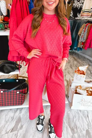 Sweet As Strawberry Checkered Top and Pant Set