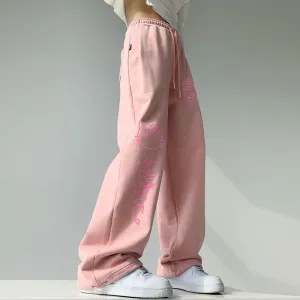 Sweet Pink Hello Kitty Print Wide Leg Pants