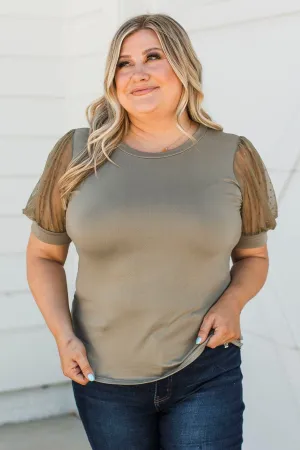 Sweet Success Puff Sleeve Top- Dark Sage