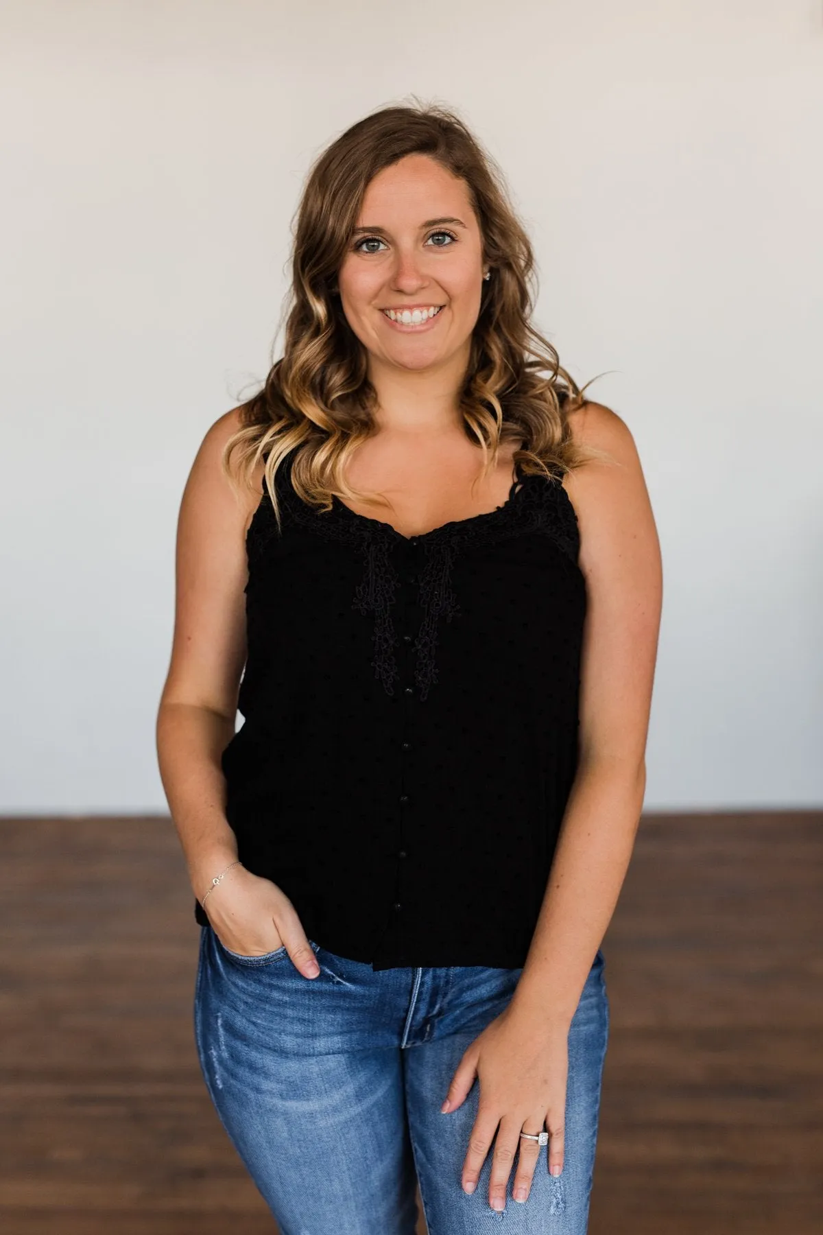 Take A Stand Crochet Tank Top- Black