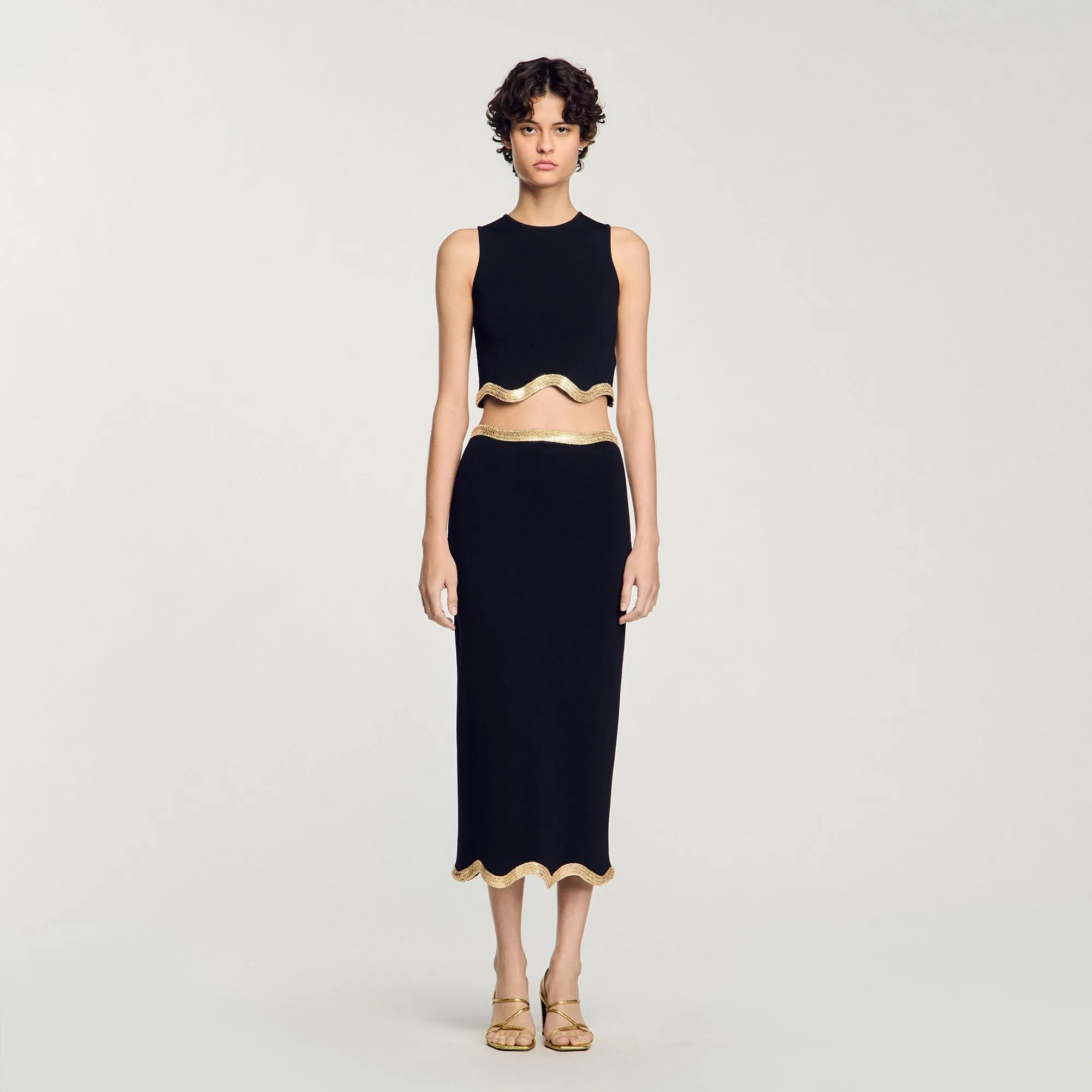 Tanger Cropped Jumper With Chain Detail Black