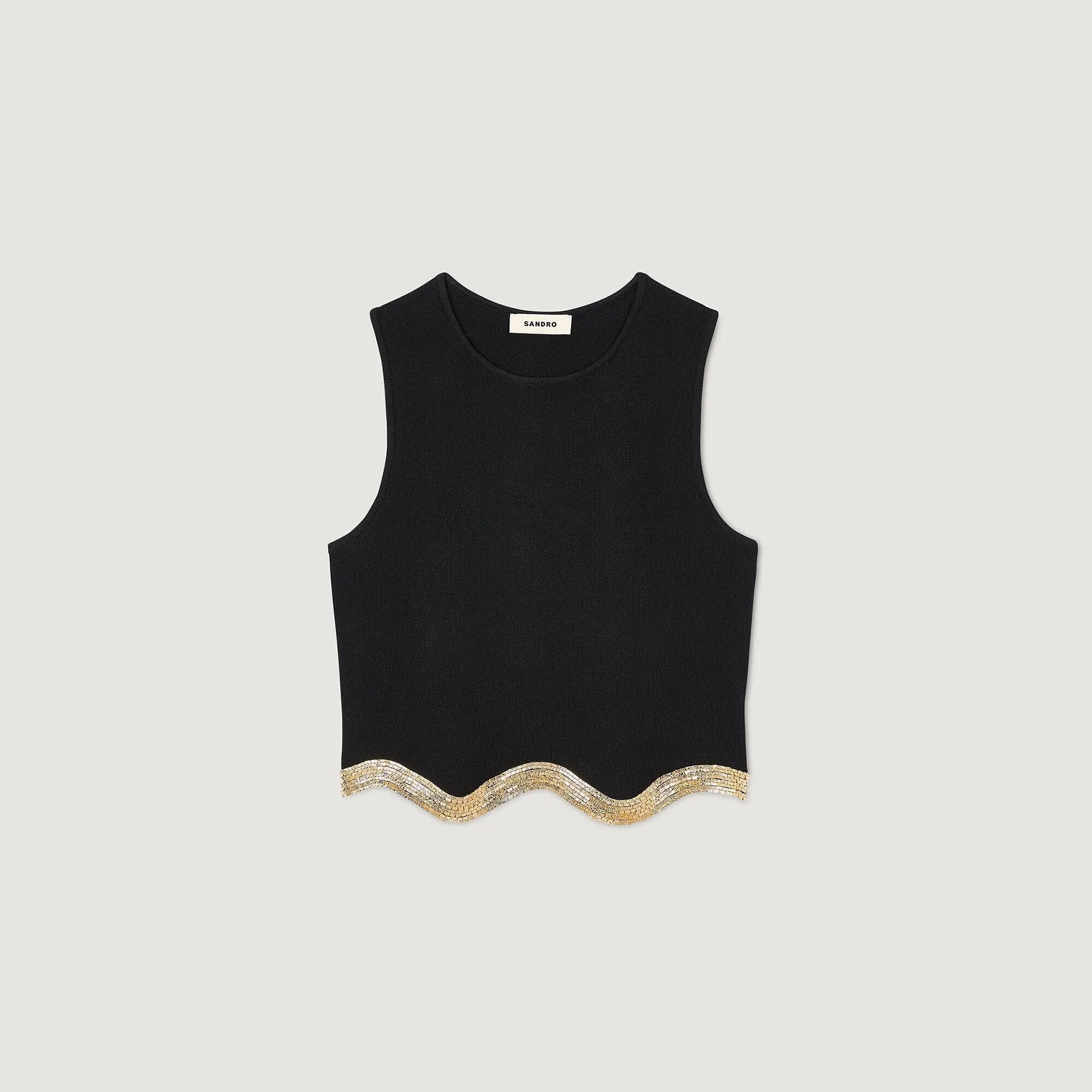 Tanger Cropped Jumper With Chain Detail Black