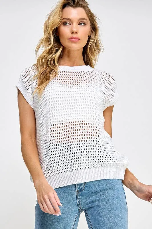 Tara Crochet Cap Sleeve Sweater