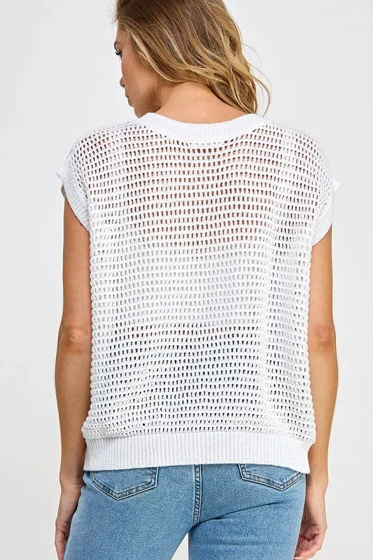 Tara Crochet Cap Sleeve Sweater