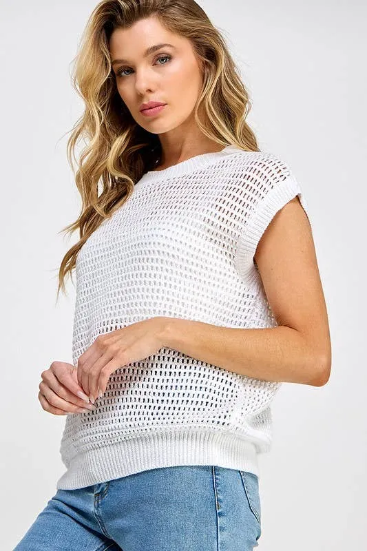 Tara Crochet Cap Sleeve Sweater