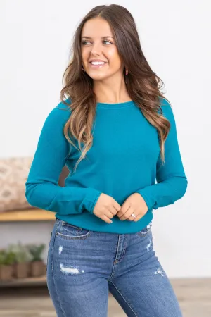 Teal Round Neck Basic Sweater