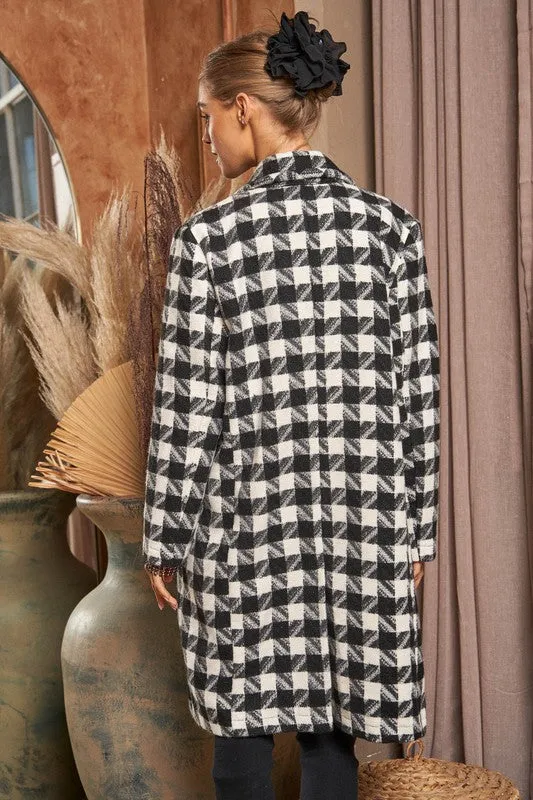 Textured Knit Tweed Double Button Coat Jacket, Davi & Dani