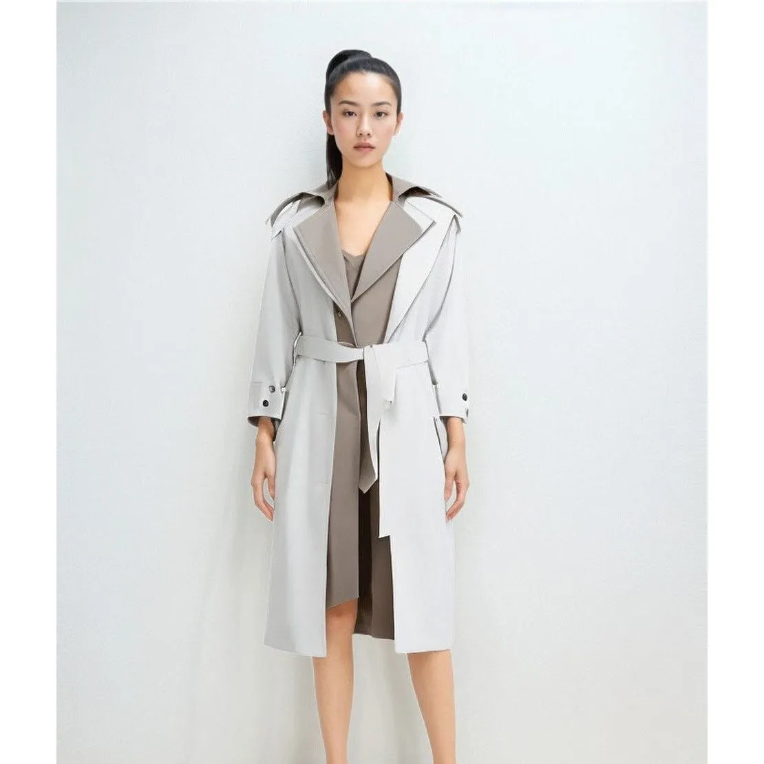 The Daisy Long Sleeve Spliced Trenchcoat