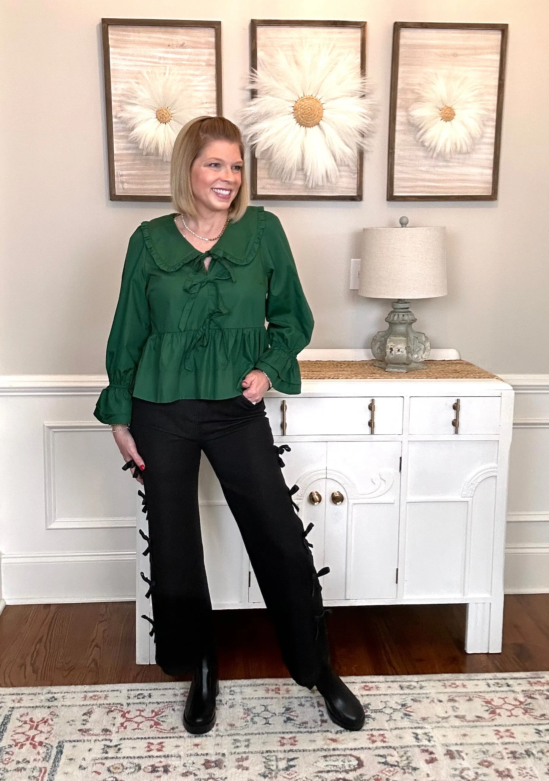 The Ginger Peplum Top | Emerald Green
