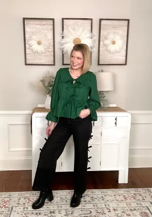 The Ginger Peplum Top | Emerald Green