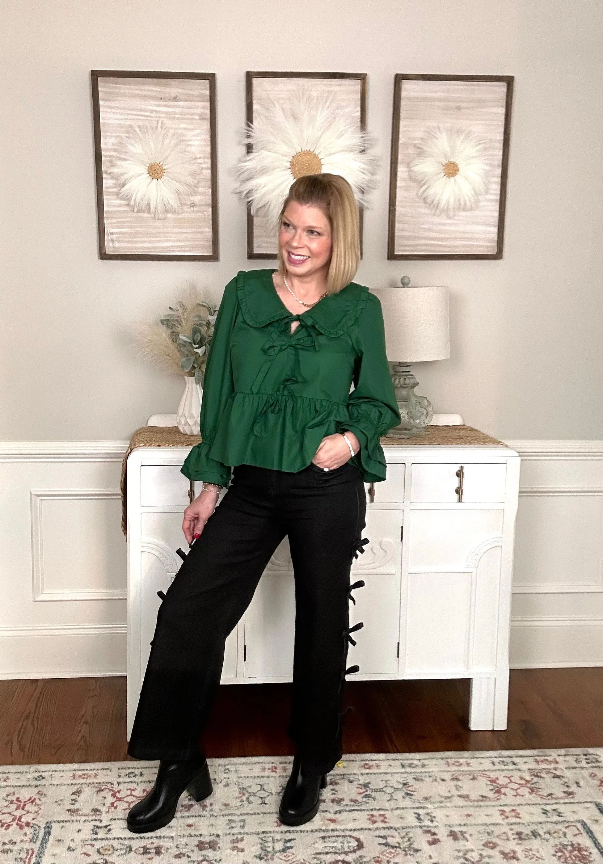 The Ginger Peplum Top | Emerald Green