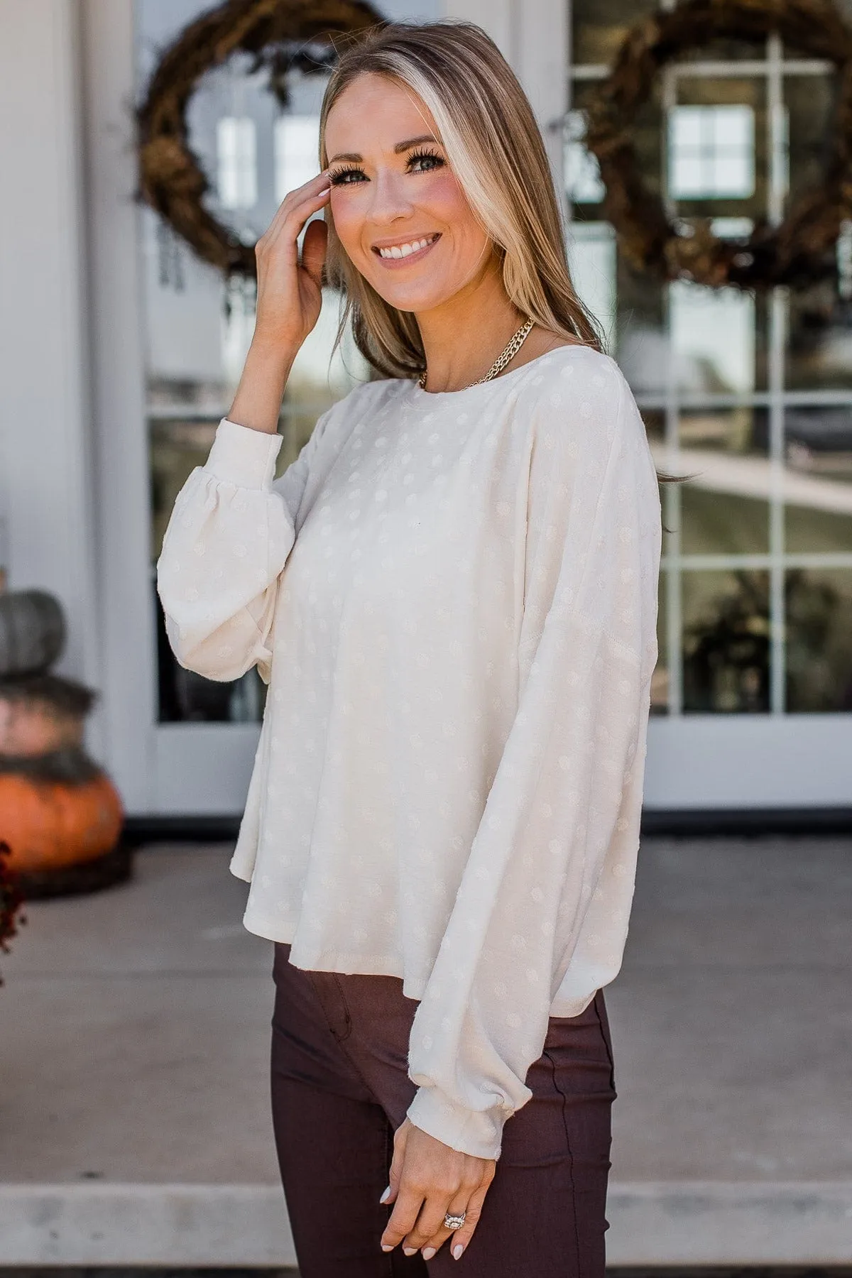 The Good Life Long Sleeve Top- Cream