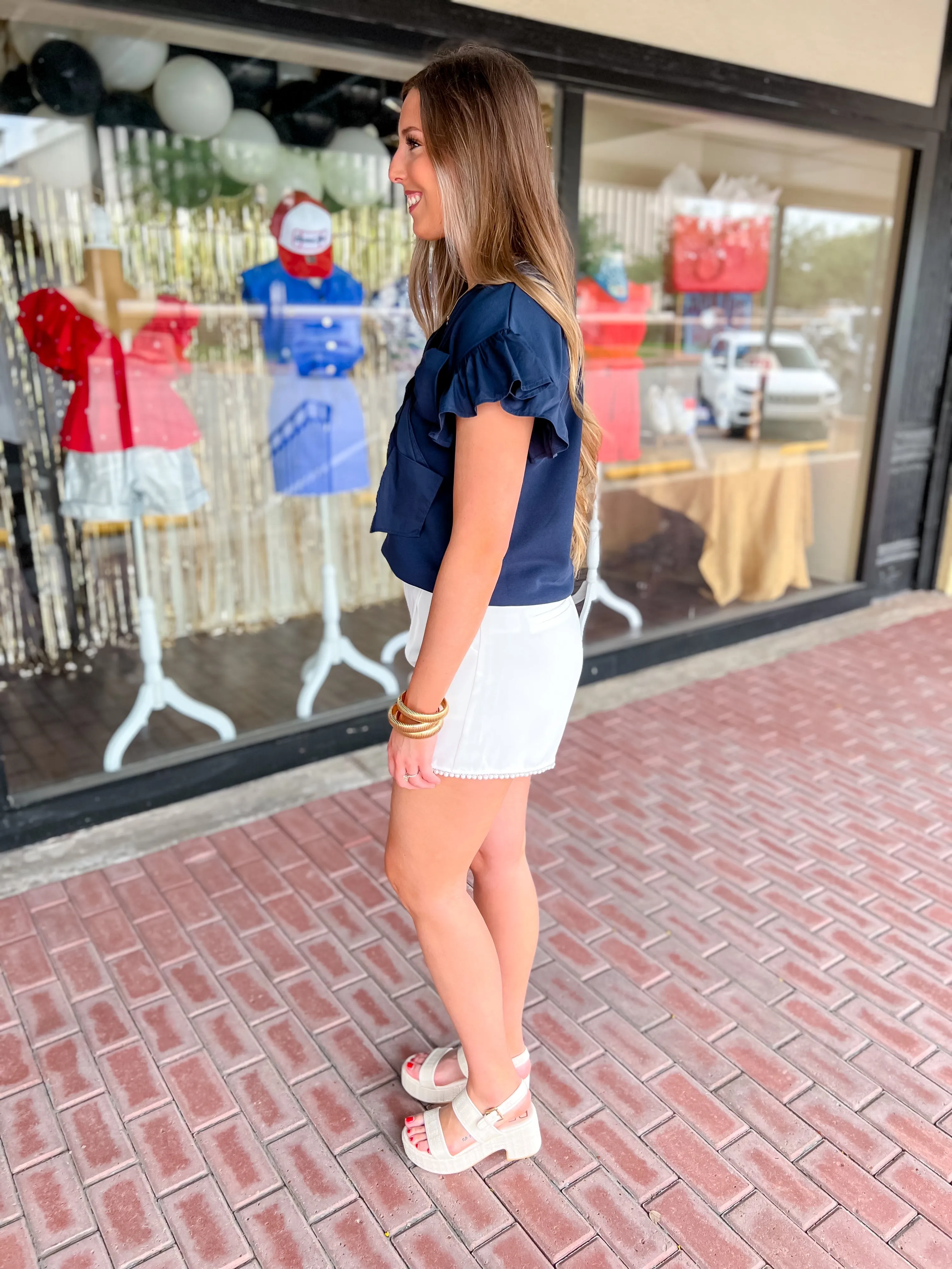 Tie A Bow On It Top-Navy