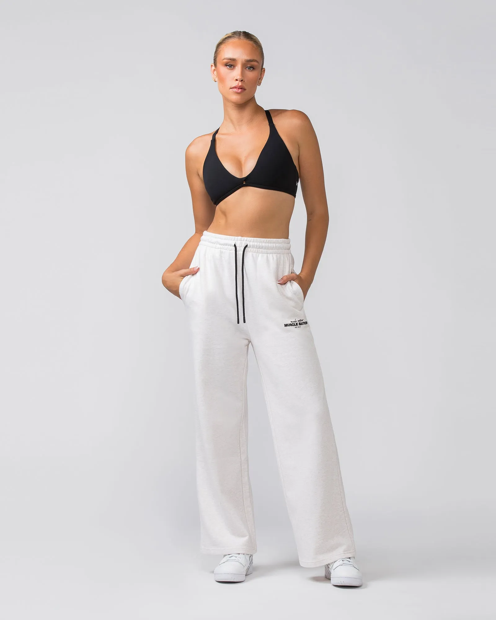 Timeless Wide Leg Trackies - Dew Marl