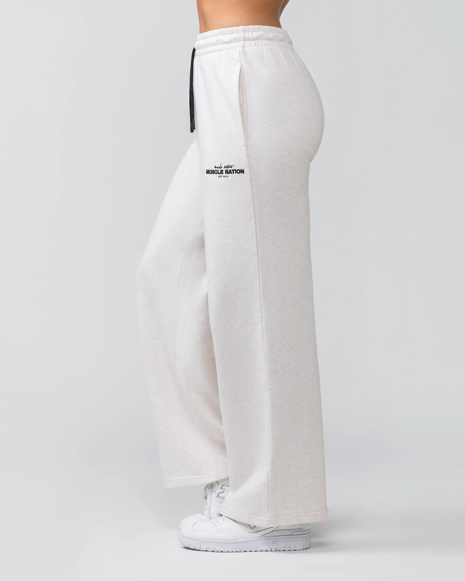 Timeless Wide Leg Trackies - Dew Marl