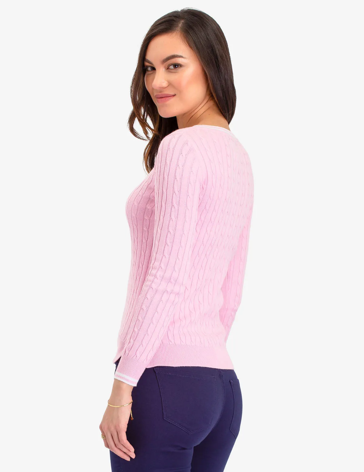 TIPPED CABLE CREW NECK SWEATER