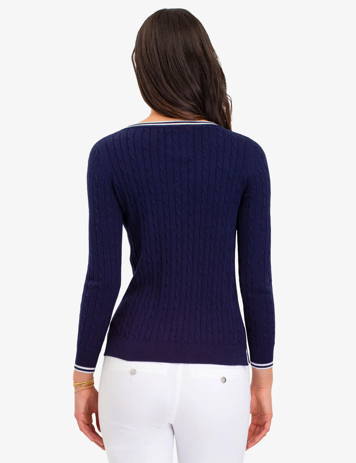TIPPED CABLE CREW NECK SWEATER