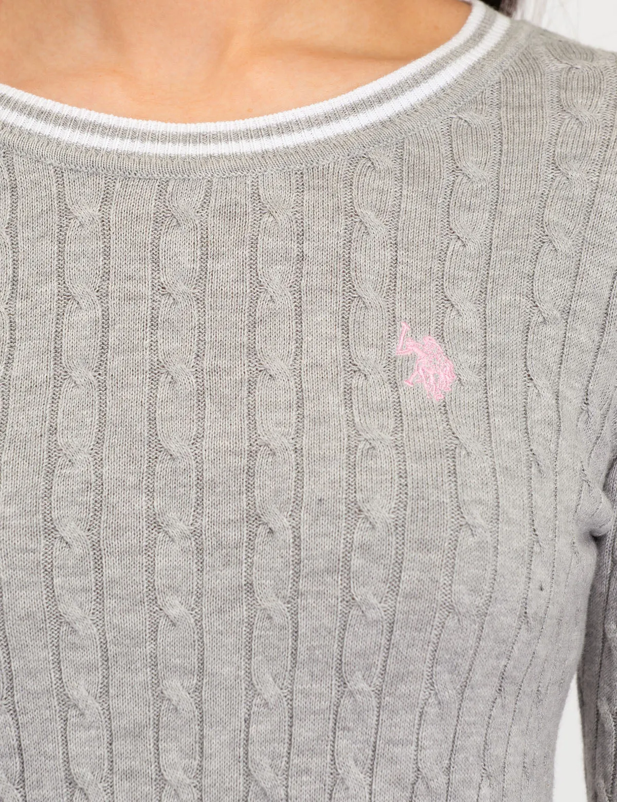 TIPPED CABLE CREW NECK SWEATER