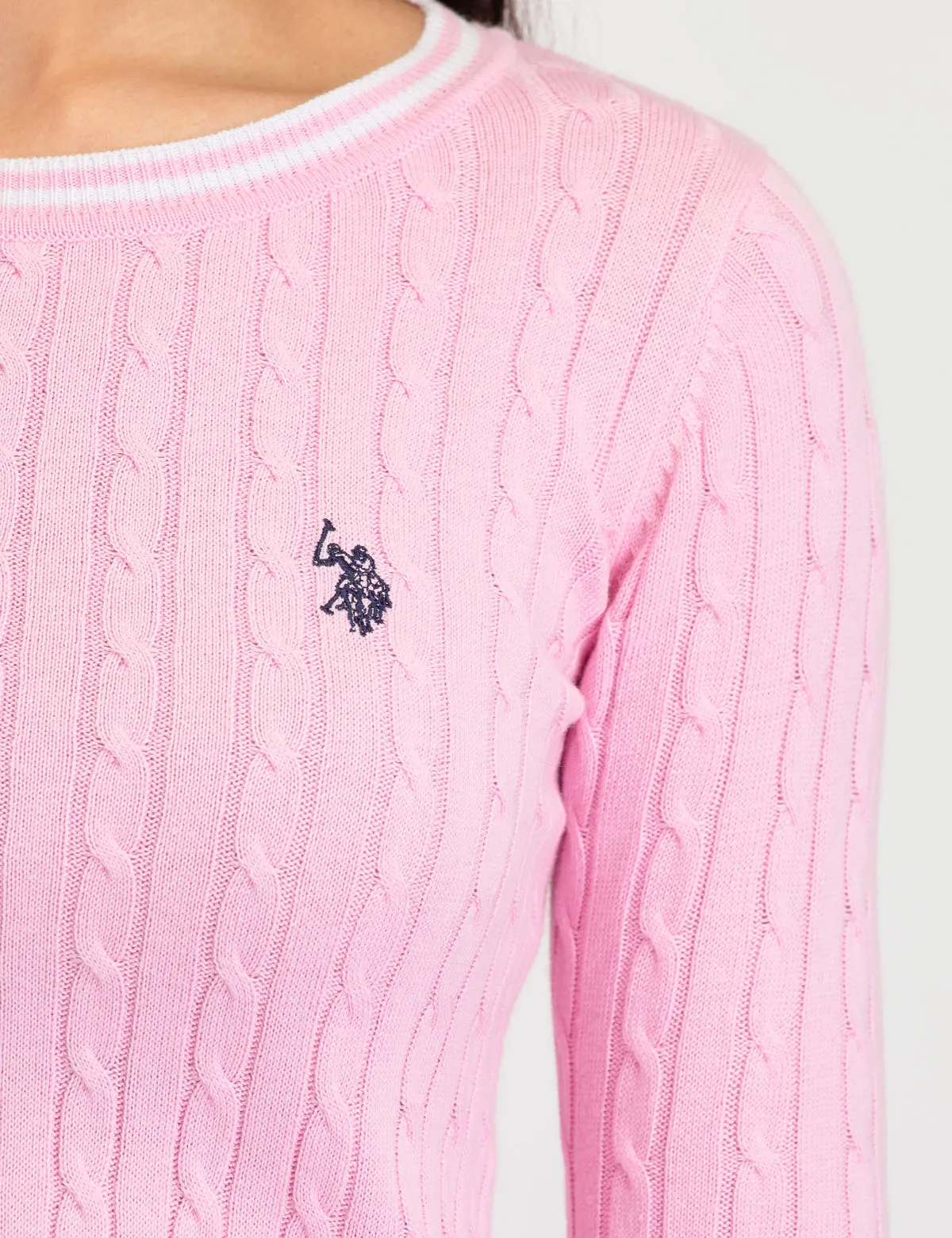 TIPPED CABLE CREW NECK SWEATER
