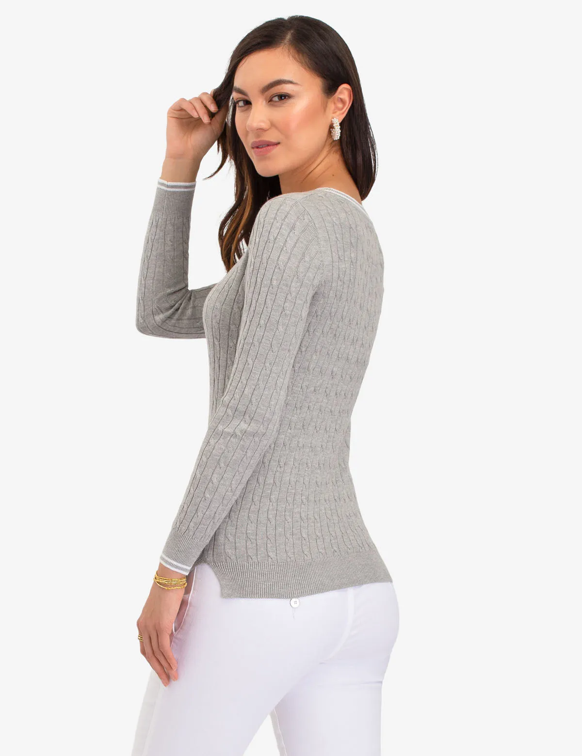 TIPPED CABLE CREW NECK SWEATER