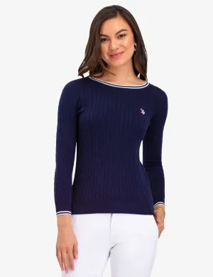 TIPPED CABLE CREW NECK SWEATER