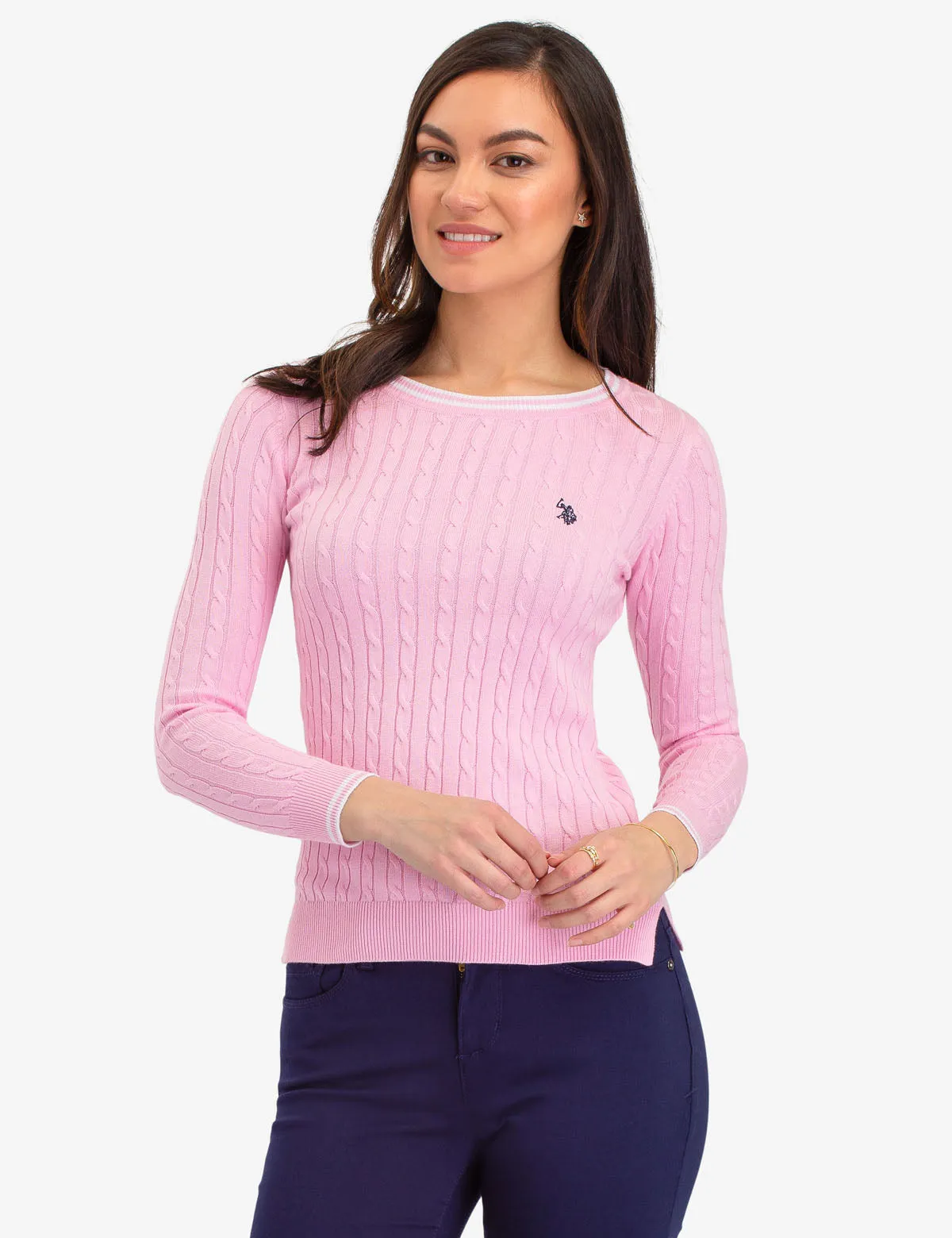 TIPPED CABLE CREW NECK SWEATER