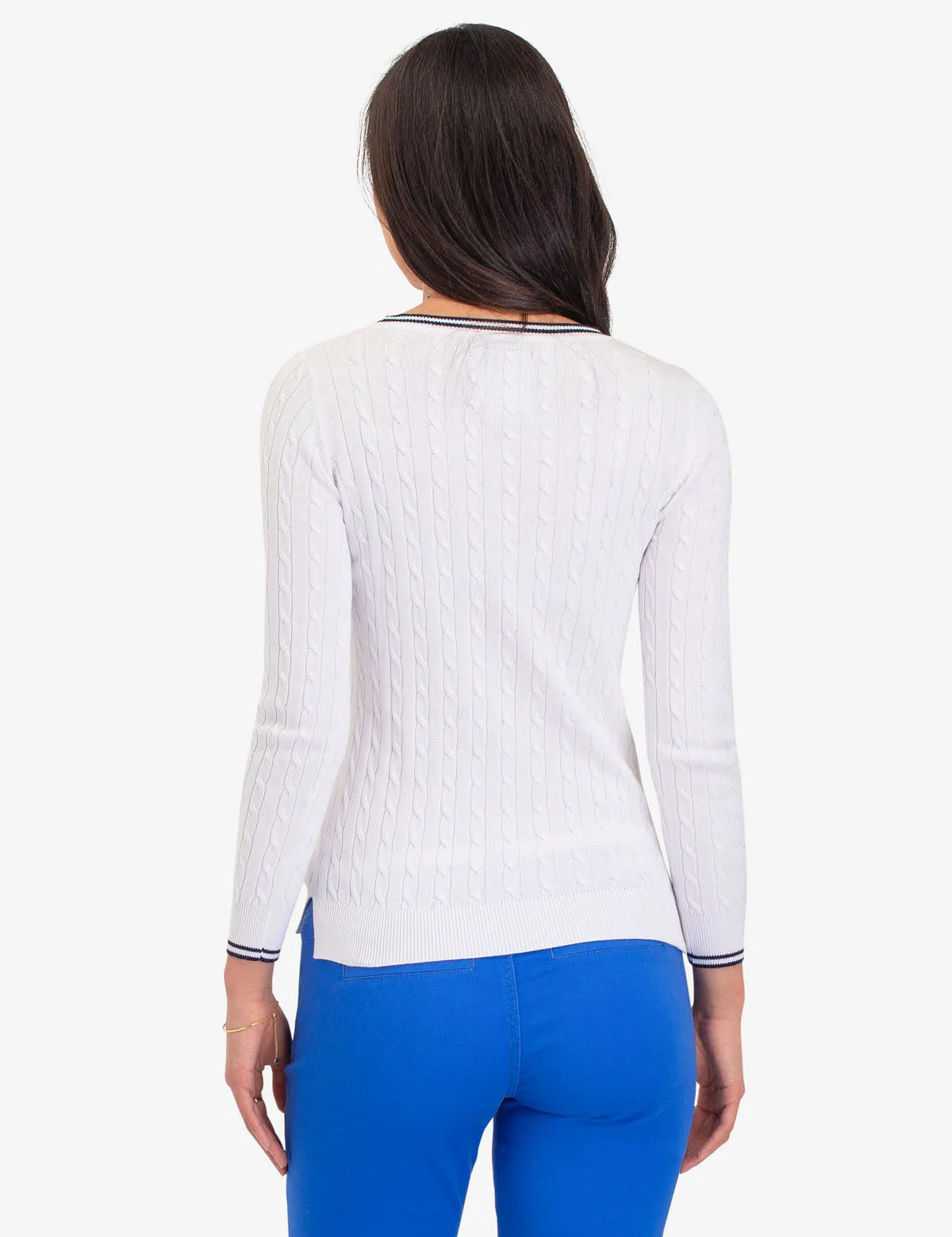TIPPED CABLE CREW NECK SWEATER