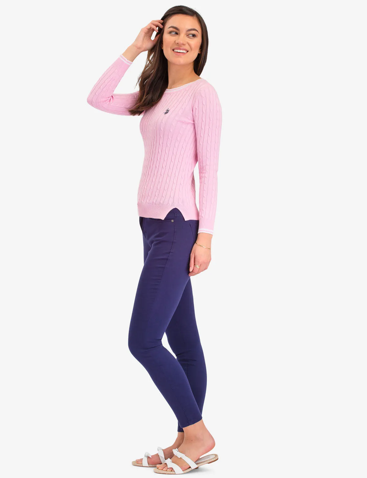 TIPPED CABLE CREW NECK SWEATER
