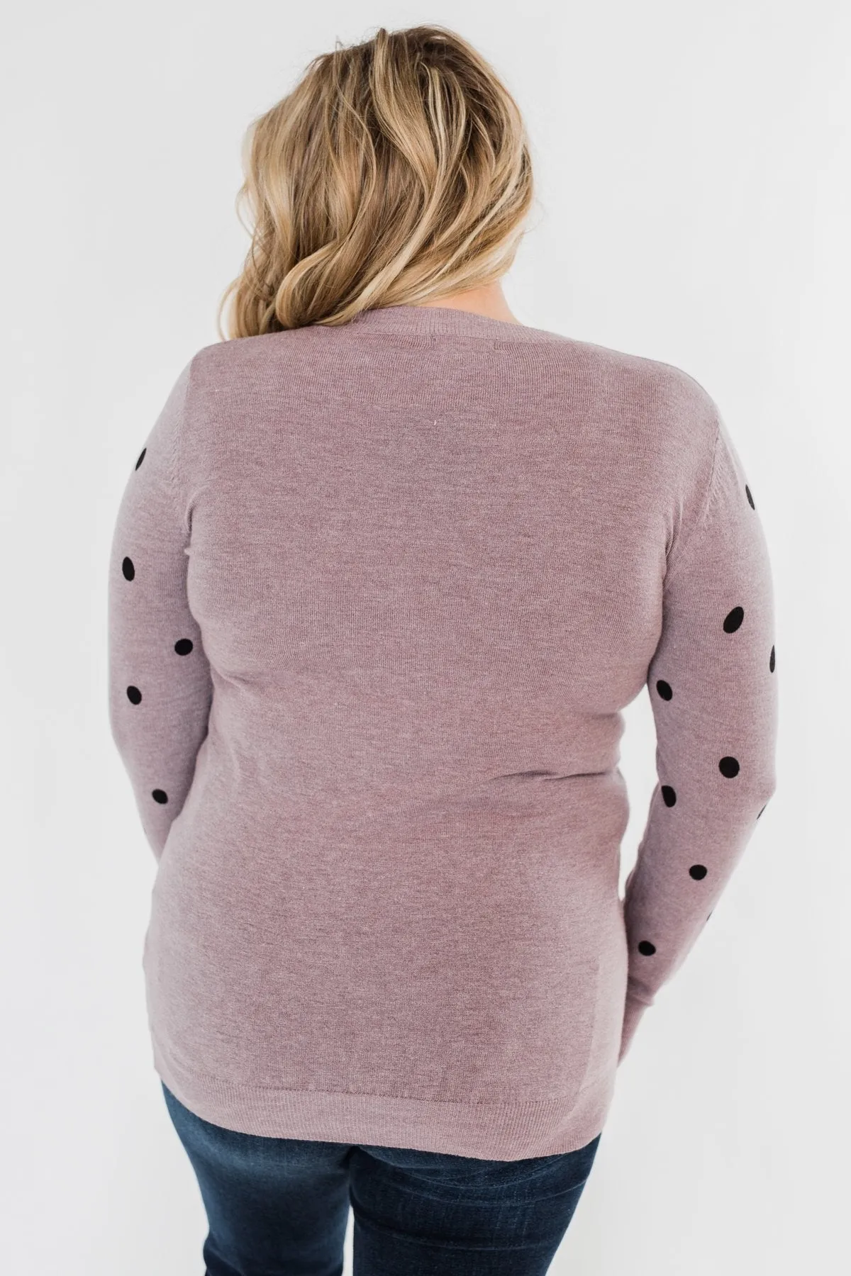 Together We Can Polka Dot Sweater- Dusty Purple