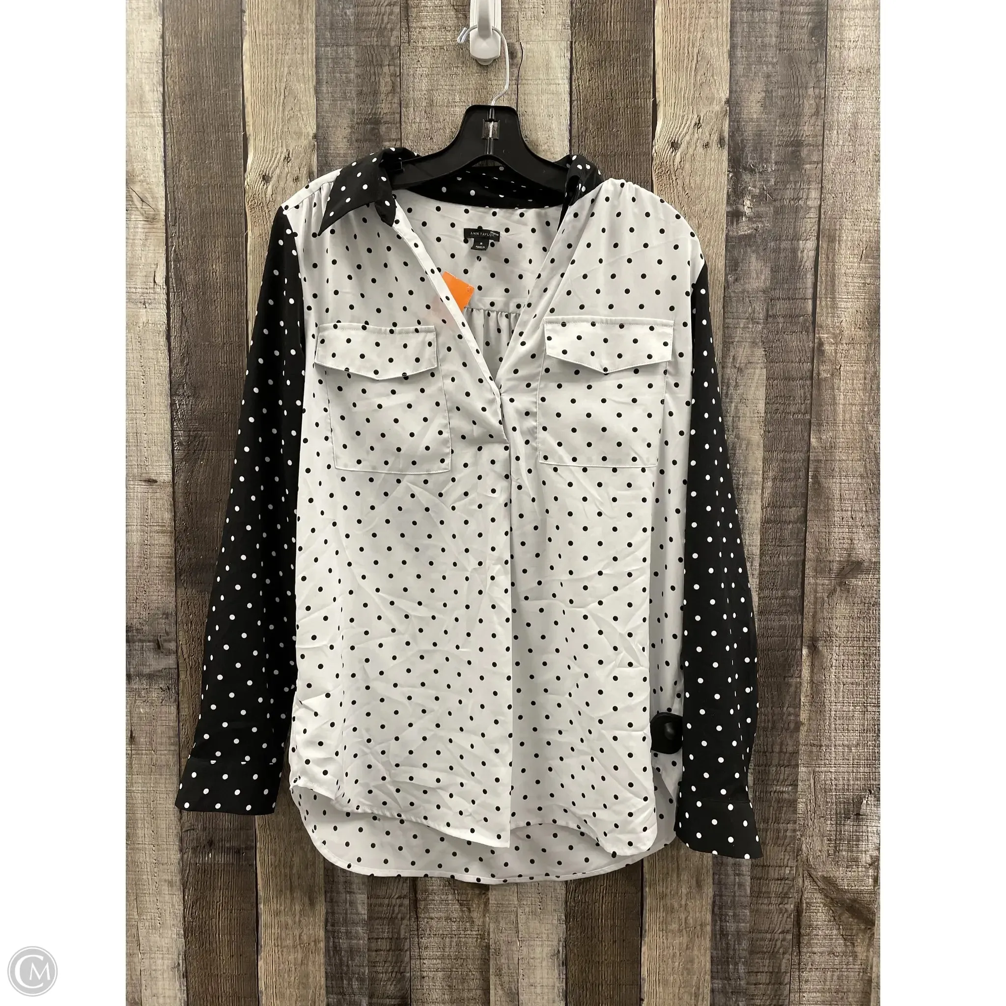 Top Long Sleeve By Ann Taylor In Polkadot Pattern, Size: M